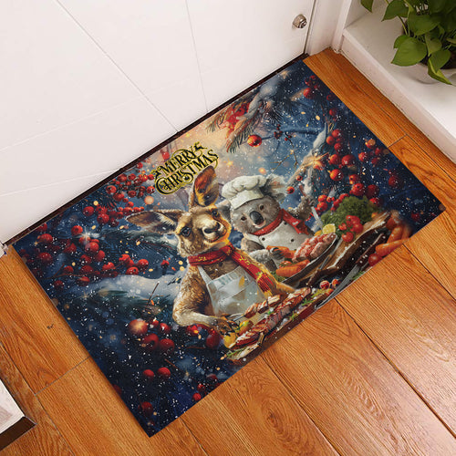 Aussie Christmas Kangaroo and Koala Rubber Doormat