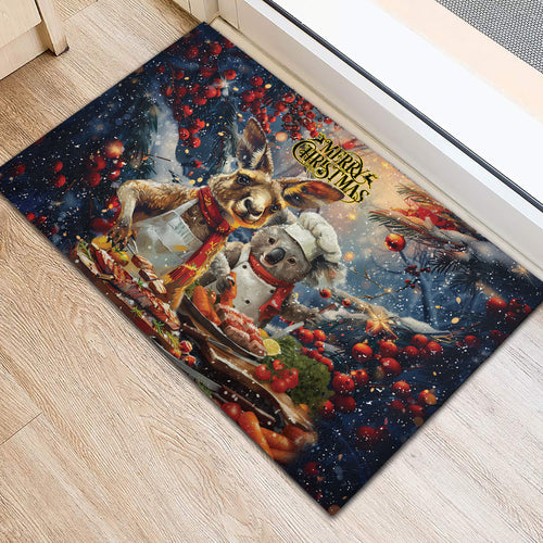 Aussie Christmas Kangaroo and Koala Rubber Doormat