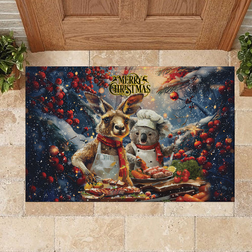 Aussie Christmas Kangaroo and Koala Rubber Doormat