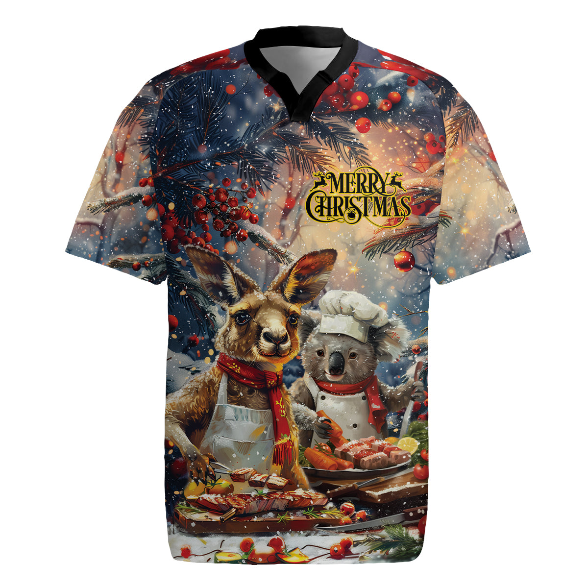 Personalised Aussie Christmas Kangaroo and Koala Rugby Jersey