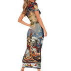 Personalised Aussie Christmas Kangaroo and Koala Short Sleeve Bodycon Dress