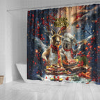 Aussie Christmas Kangaroo and Koala Shower Curtain