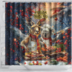 Aussie Christmas Kangaroo and Koala Shower Curtain