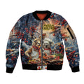 Personalised Aussie Christmas Kangaroo and Koala Sleeve Zip Bomber Jacket