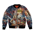 Personalised Aussie Christmas Kangaroo and Koala Sleeve Zip Bomber Jacket