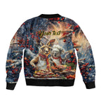 Personalised Aussie Christmas Kangaroo and Koala Sleeve Zip Bomber Jacket