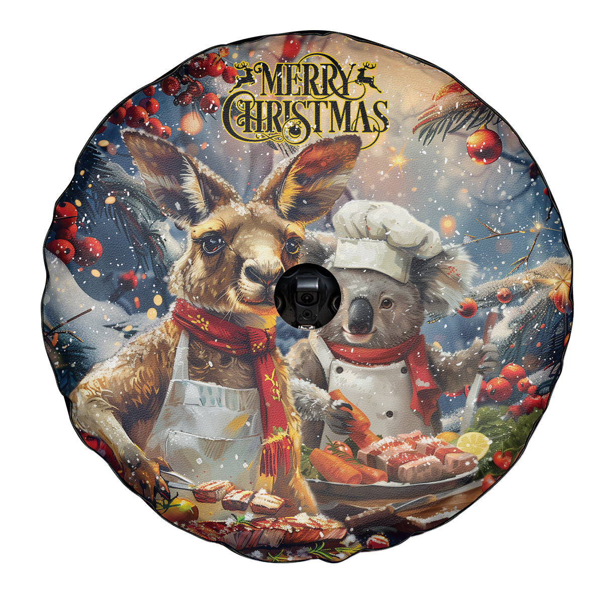 Aussie Christmas Kangaroo and Koala Spare Tire Cover