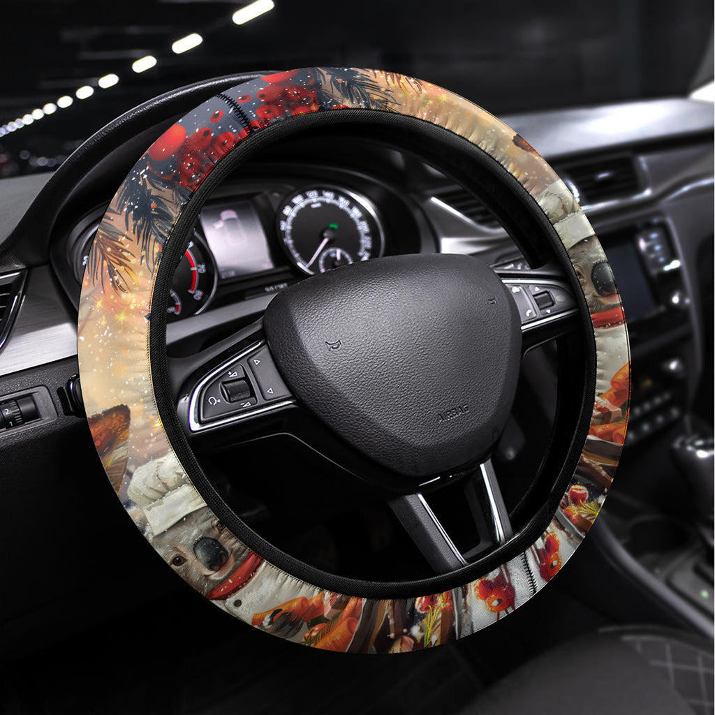 Aussie Christmas Kangaroo and Koala Steering Wheel Cover