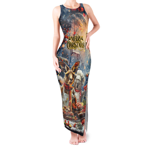 Personalised Aussie Christmas Kangaroo and Koala Tank Maxi Dress