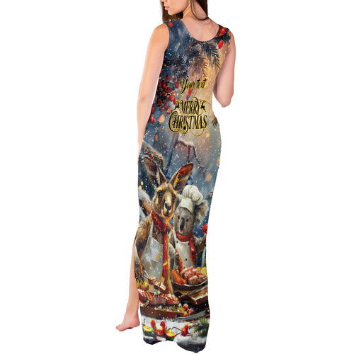 Personalised Aussie Christmas Kangaroo and Koala Tank Maxi Dress