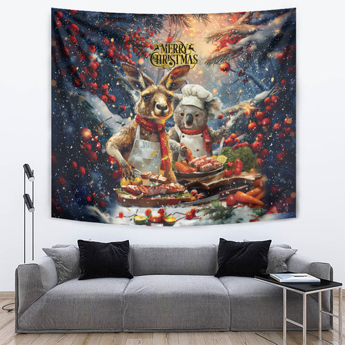 Aussie Christmas Kangaroo and Koala Tapestry