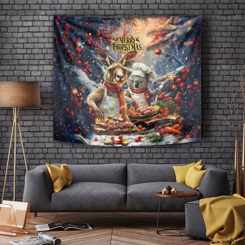 Aussie Christmas Kangaroo and Koala Tapestry