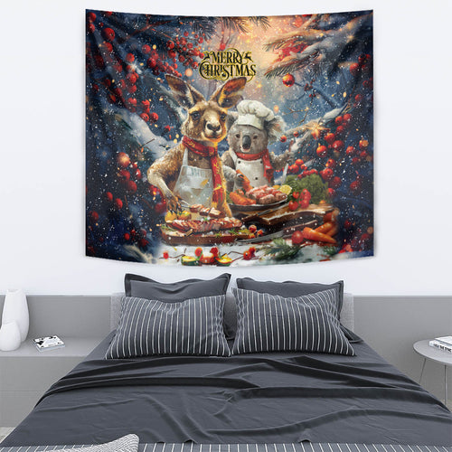 Aussie Christmas Kangaroo and Koala Tapestry