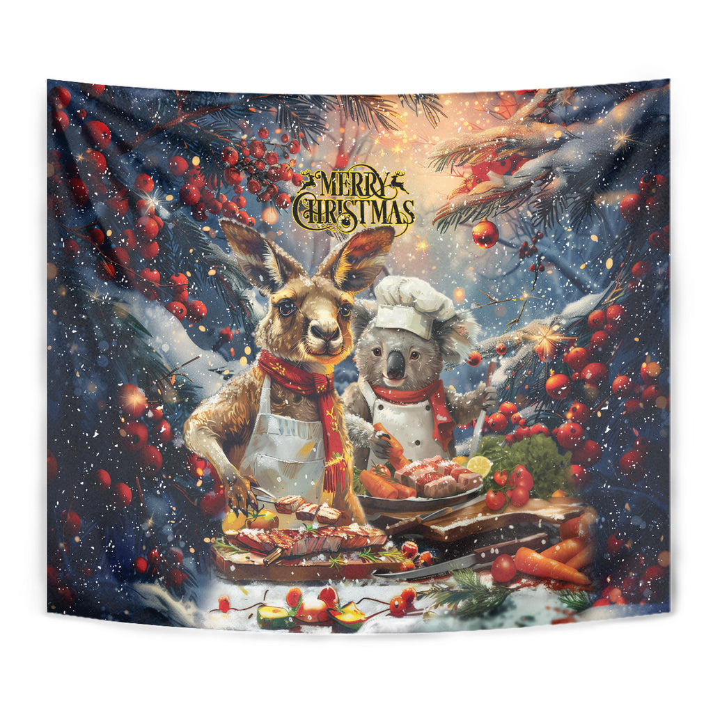 Aussie Christmas Kangaroo and Koala Tapestry