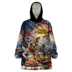 Personalised Aussie Christmas Kangaroo and Koala Wearable Blanket Hoodie