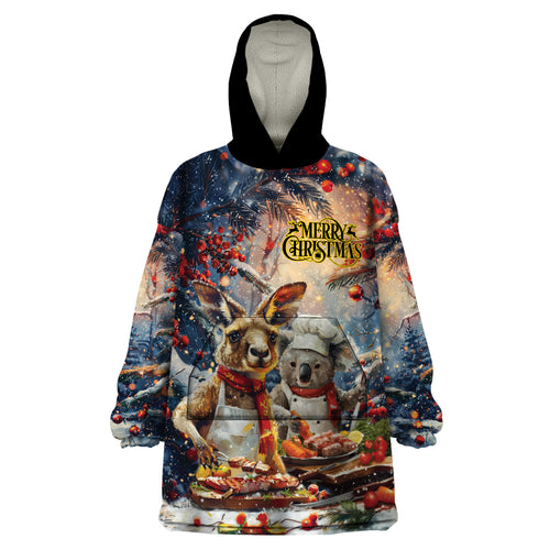 Personalised Aussie Christmas Kangaroo and Koala Wearable Blanket Hoodie