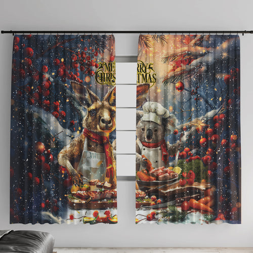 Aussie Christmas Kangaroo and Koala Window Curtain