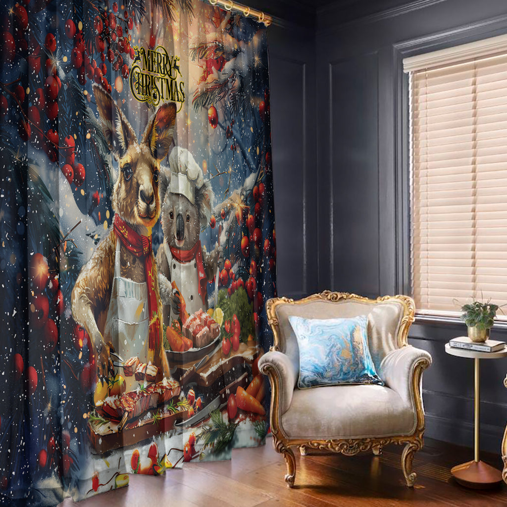 Aussie Christmas Kangaroo and Koala Window Curtain