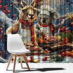 Aussie Christmas Kangaroo and Koala Window Curtain