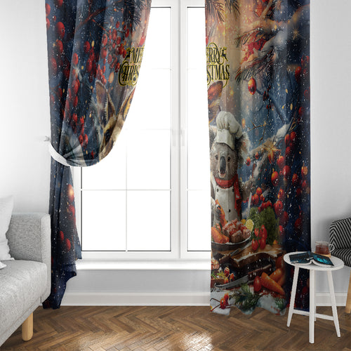 Aussie Christmas Kangaroo and Koala Window Curtain
