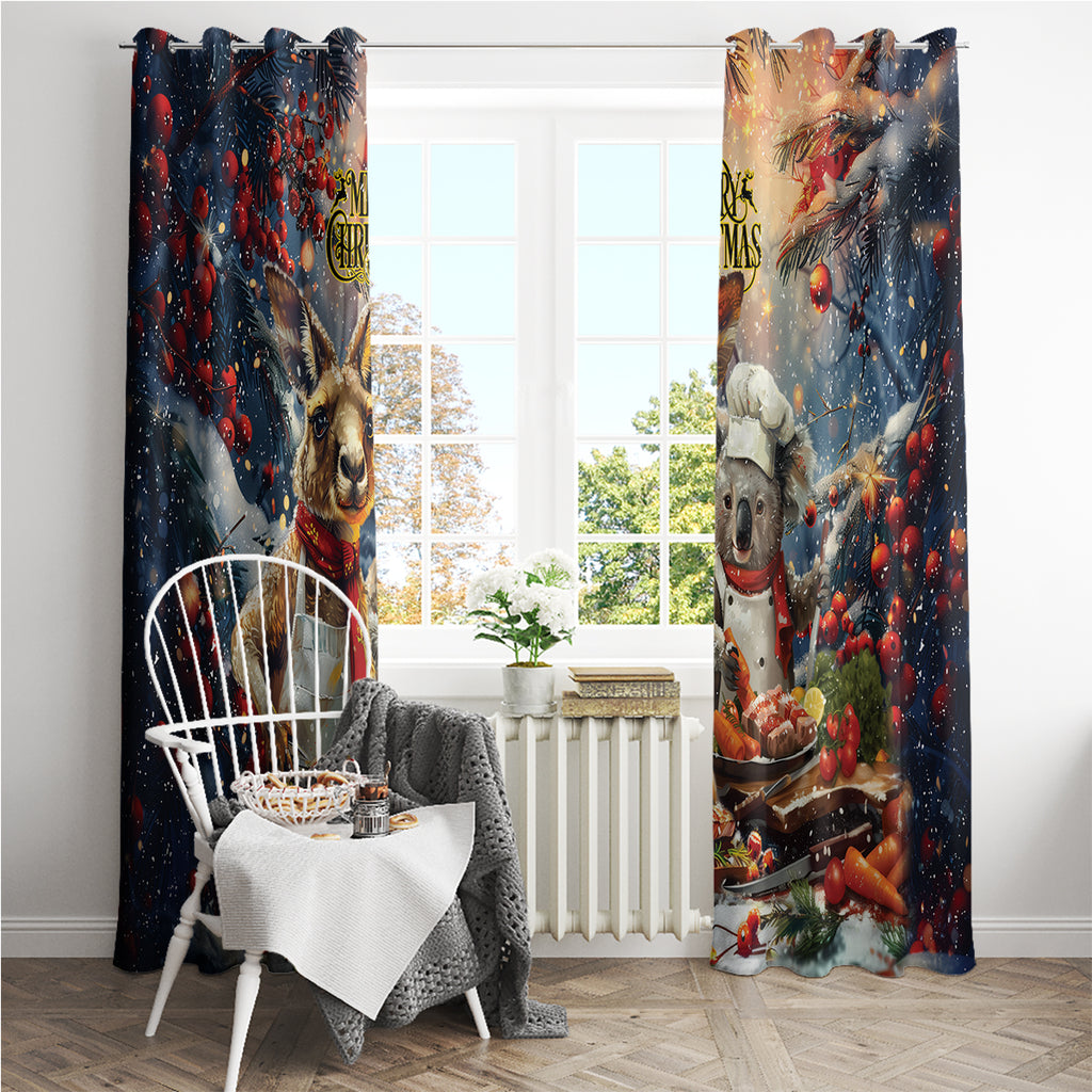 Aussie Christmas Kangaroo and Koala Window Curtain
