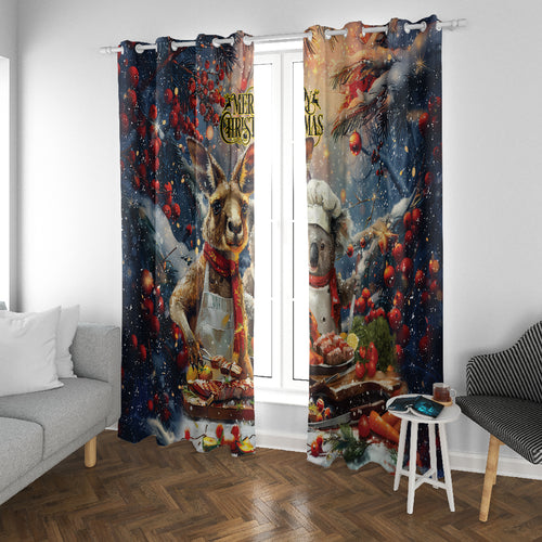 Aussie Christmas Kangaroo and Koala Window Curtain