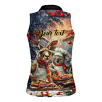 Personalised Aussie Christmas Kangaroo and Koala Women Sleeveless Polo Shirt