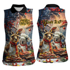 Personalised Aussie Christmas Kangaroo and Koala Women Sleeveless Polo Shirt