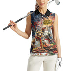 Personalised Aussie Christmas Kangaroo and Koala Women Sleeveless Polo Shirt