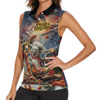 Personalised Aussie Christmas Kangaroo and Koala Women Sleeveless Polo Shirt