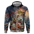 Personalised Aussie Christmas Kangaroo and Koala Zip Hoodie