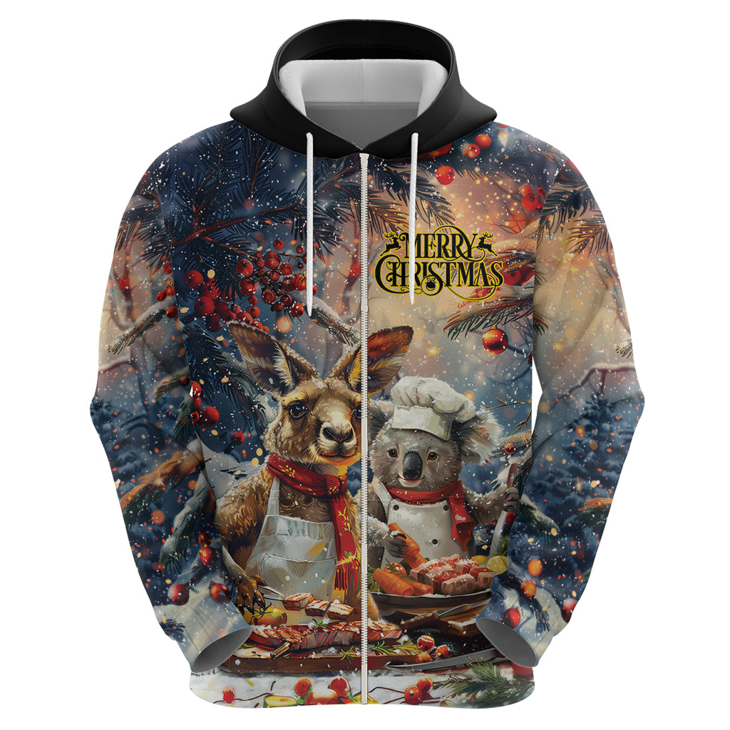 Personalised Aussie Christmas Kangaroo and Koala Zip Hoodie