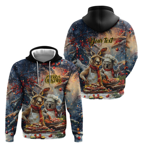 Personalised Aussie Christmas Kangaroo and Koala Zip Hoodie