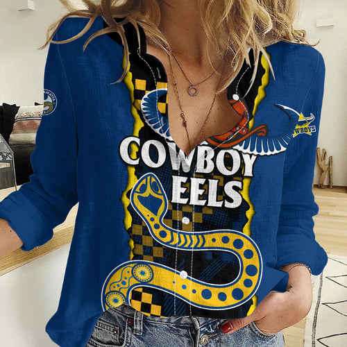NRL Combine Cowboys and Parra Eels Women Casual Shirt Sporty Style LT9