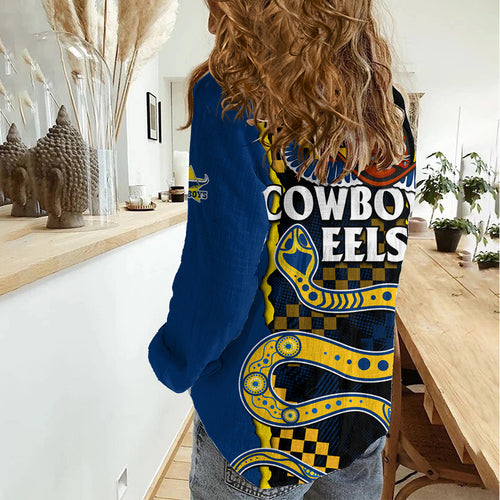 NRL Combine Cowboys and Parra Eels Women Casual Shirt Sporty Style LT9