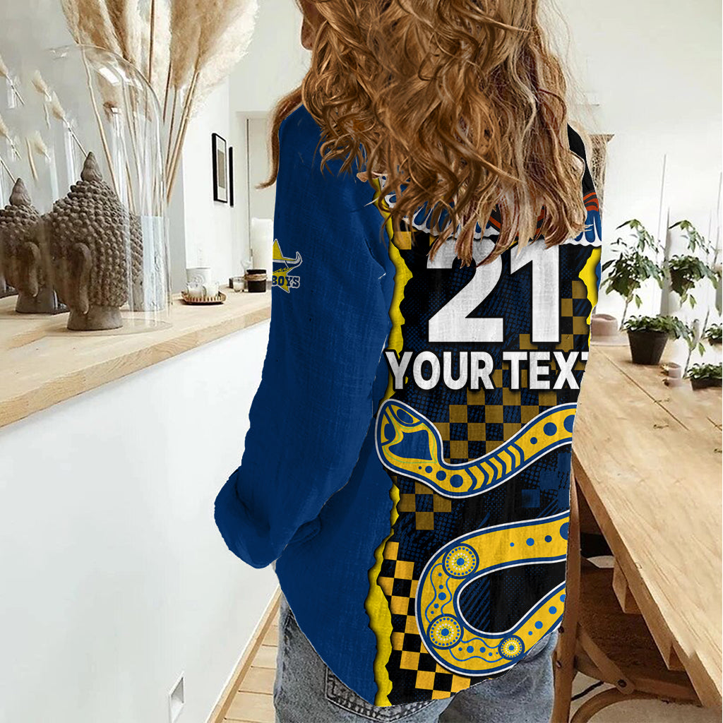 (Custom Text And Number) NRL Combine Cowboys and Parra Eels Women Casual Shirt Sporty Style LT9