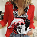 NRL Combine Dolphins and Dragons Women Casual Shirt Sporty Style LT9