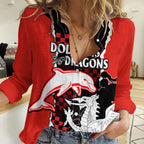 NRL Combine Dolphins and Dragons Women Casual Shirt Sporty Style LT9