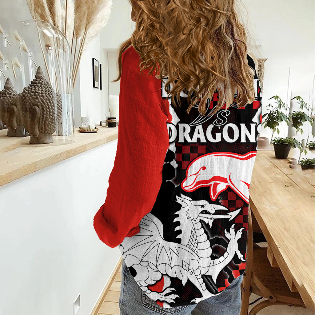 NRL Combine Dolphins and Dragons Women Casual Shirt Sporty Style LT9