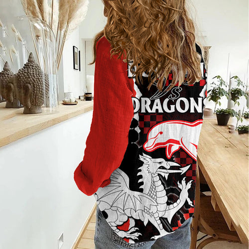 NRL Combine Dolphins and Dragons Women Casual Shirt Sporty Style LT9