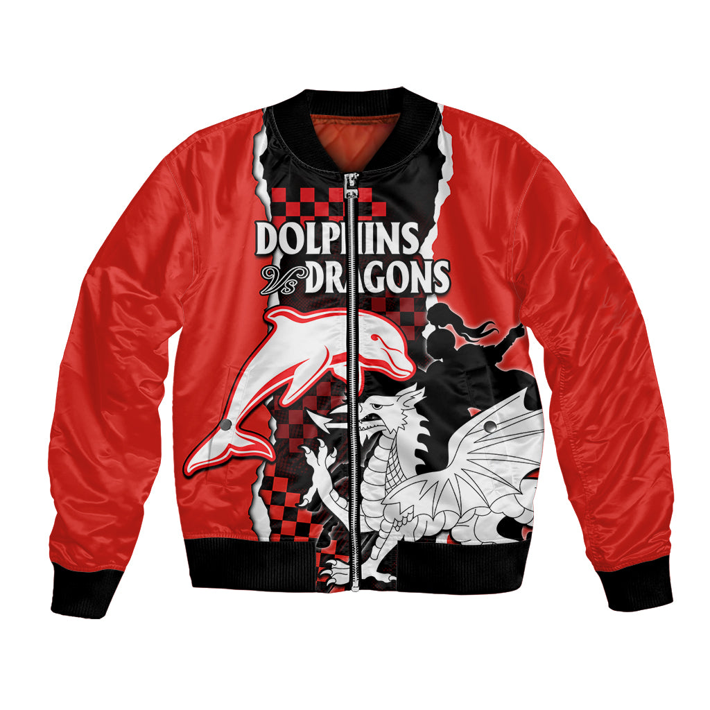 custom-text-and-number-nrl-combine-dolphins-and-dragons-bomber-jacket-sporty-style