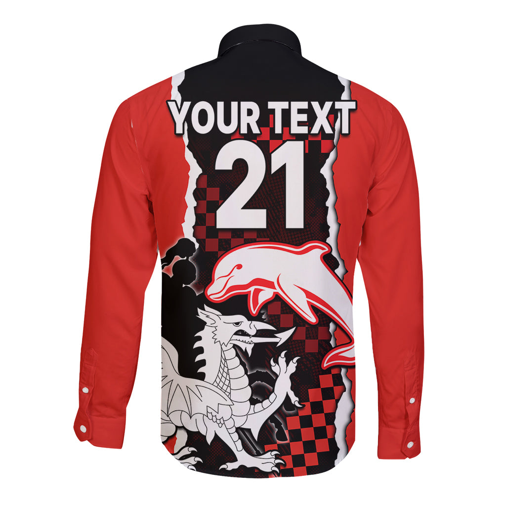 custom-text-and-number-nrl-combine-dolphins-and-dragons-long-sleeve-button-shirt-sporty-style