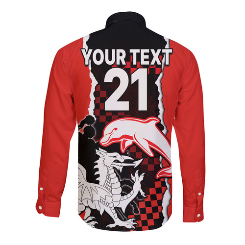 custom-text-and-number-nrl-combine-dolphins-and-dragons-long-sleeve-button-shirt-sporty-style