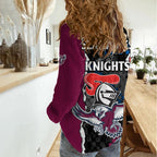 NRL Combine Knights Sea Eagles Women Casual Shirt Sporty Style LT9