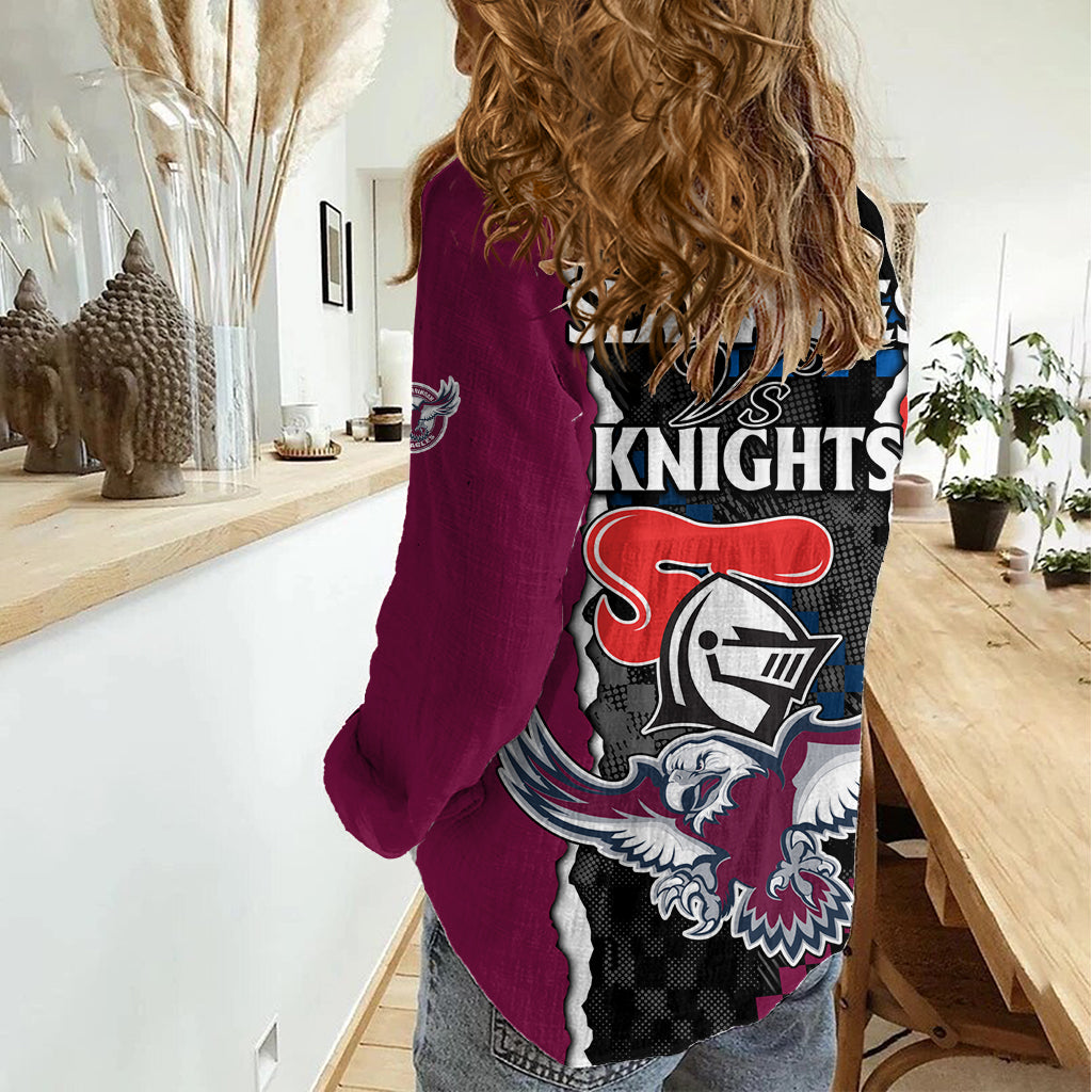 NRL Combine Knights Sea Eagles Women Casual Shirt Sporty Style LT9