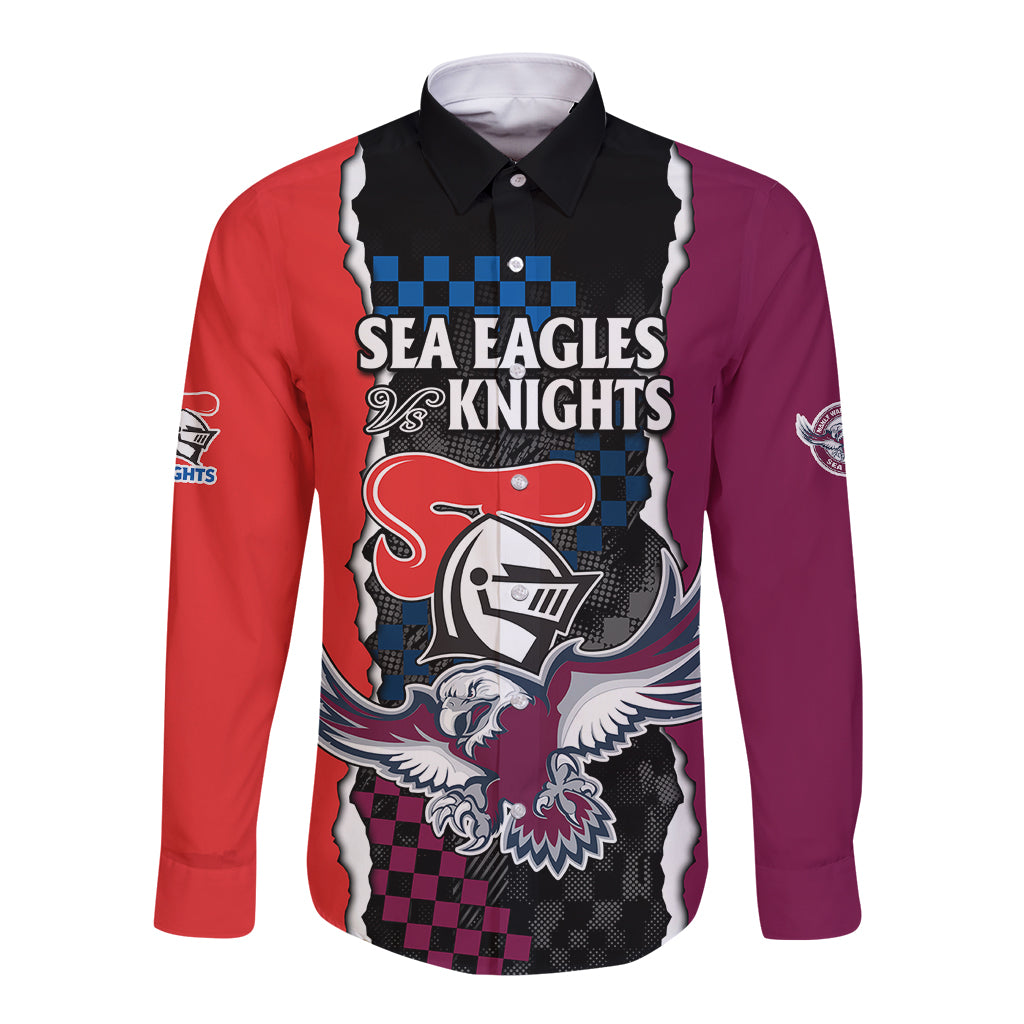 custom-text-and-number-nrl-combine-knights-sea-eagles-long-sleeve-button-shirt-sporty-style
