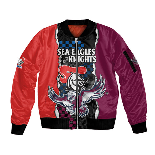 custom-text-and-number-nrl-combine-knights-sea-eagles-sleeve-zip-bomber-jacket-sporty-style