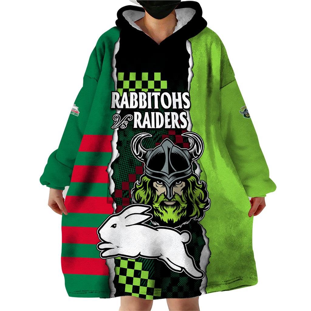 nrl-combine-rabbitohs-and-raiders-wearable-blanket-hoodie-sporty-style