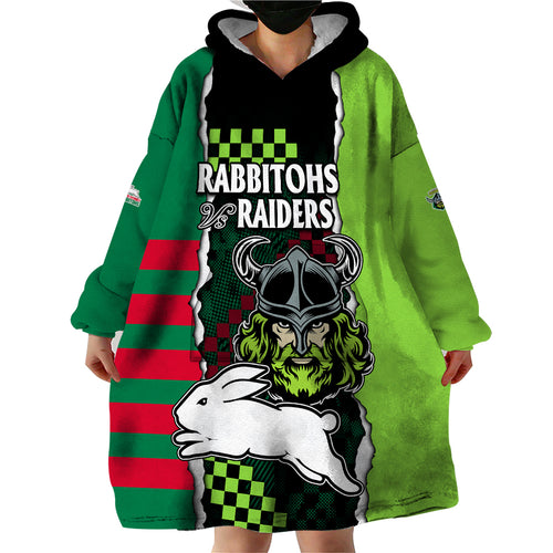 nrl-combine-rabbitohs-and-raiders-wearable-blanket-hoodie-sporty-style
