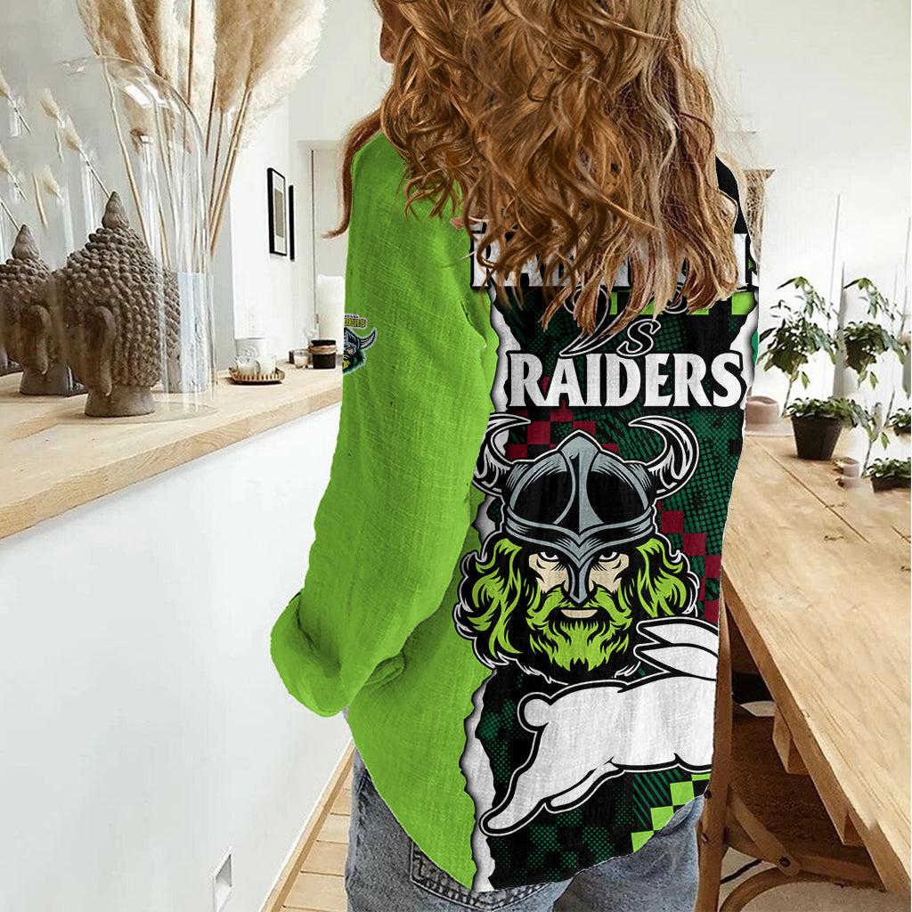 NRL Combine Rabbitohs and Raiders Women Casual Shirt Sporty Style LT9